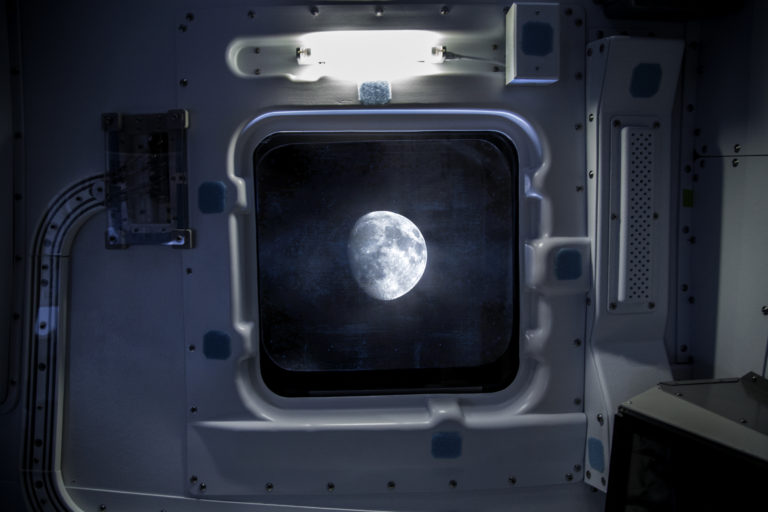 _shuttle cockpit lunar view